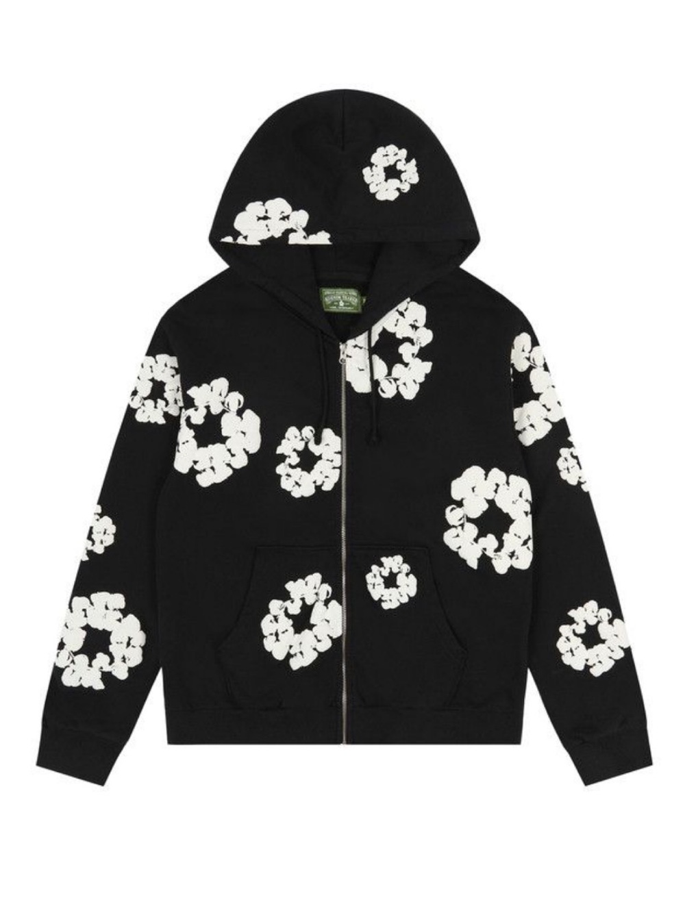 Denim Tears All Over Floral Wreath Zip-Up Hoodie NWT Black Size Large